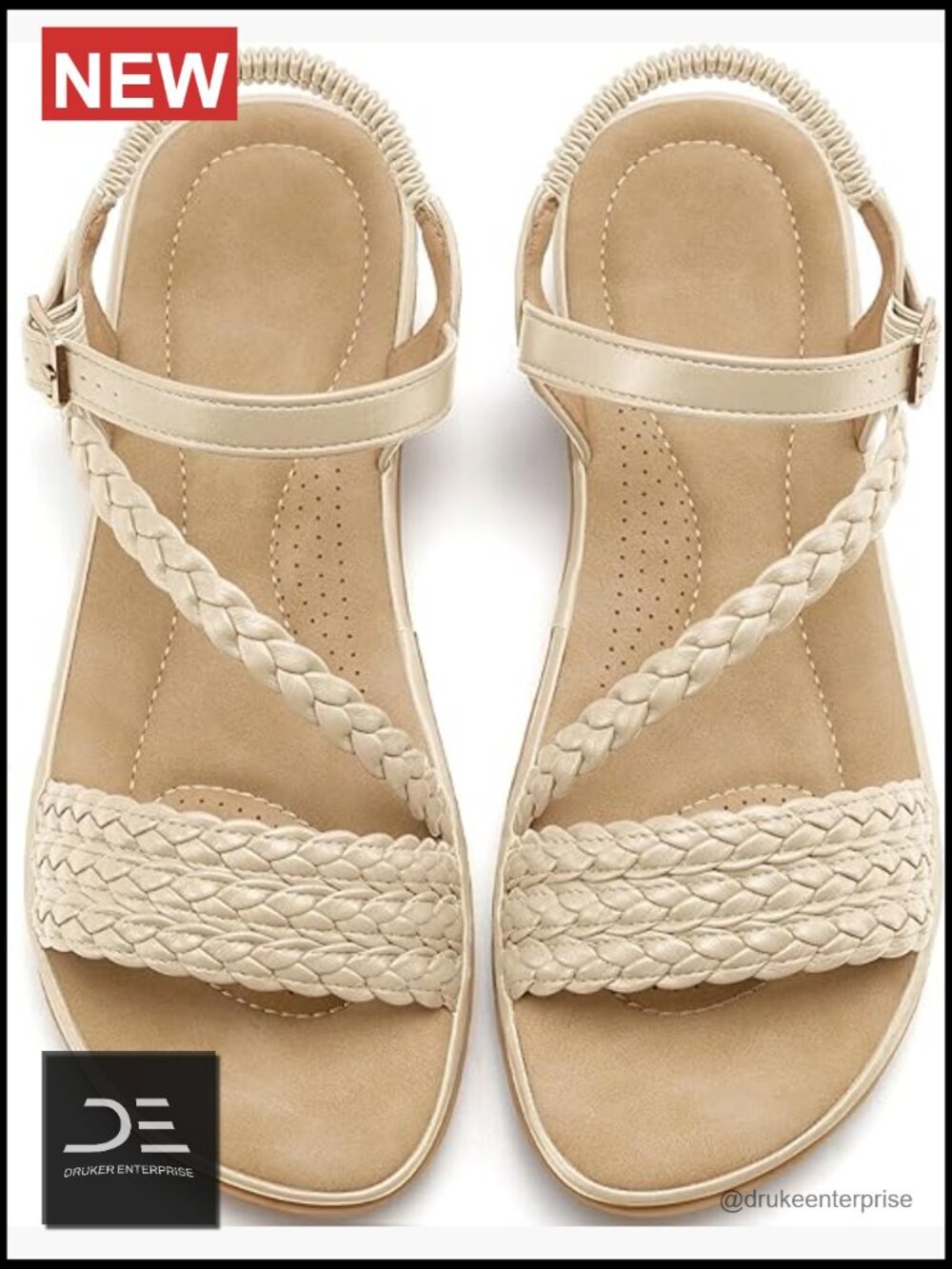 Comfortable Strappy Flats Sandals - Non-Slip TPR Soles